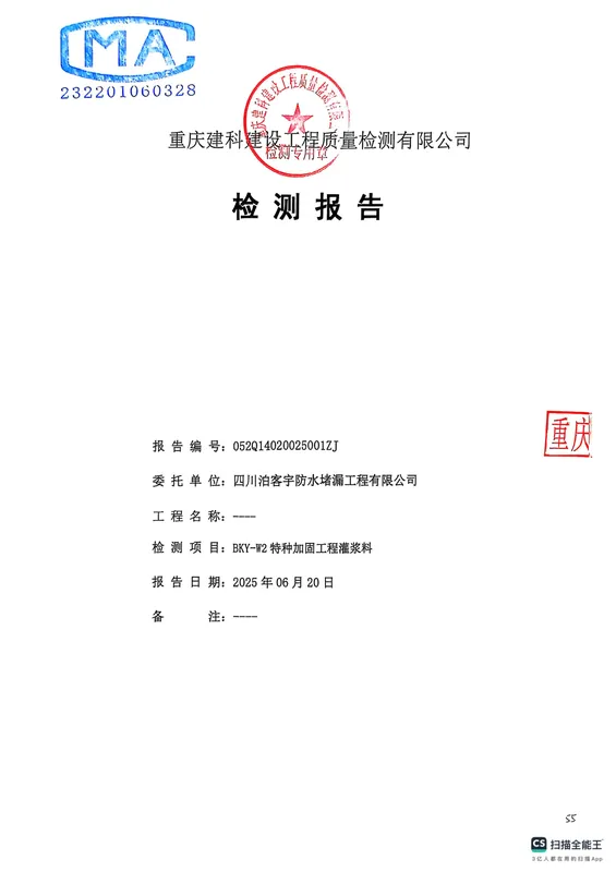 BKY-W2 检测报告 第1页